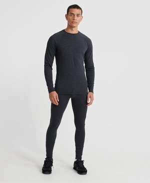 Superdry Merino Baselayer Crew Férfi Baselayers Sötét Szürke/Fekete | ETQRC8290